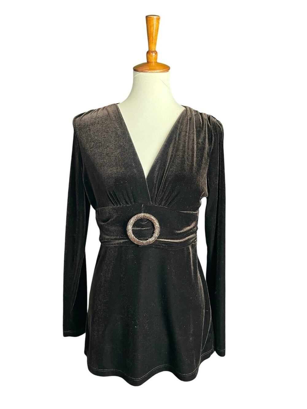 Boston Proper Velvet Beaded Tunic Top Boho Luxe Embellished Empire Waist Small